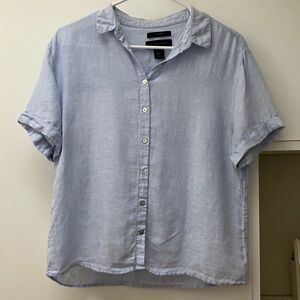 Tahari Light Blue Casual Button-Down Shirt